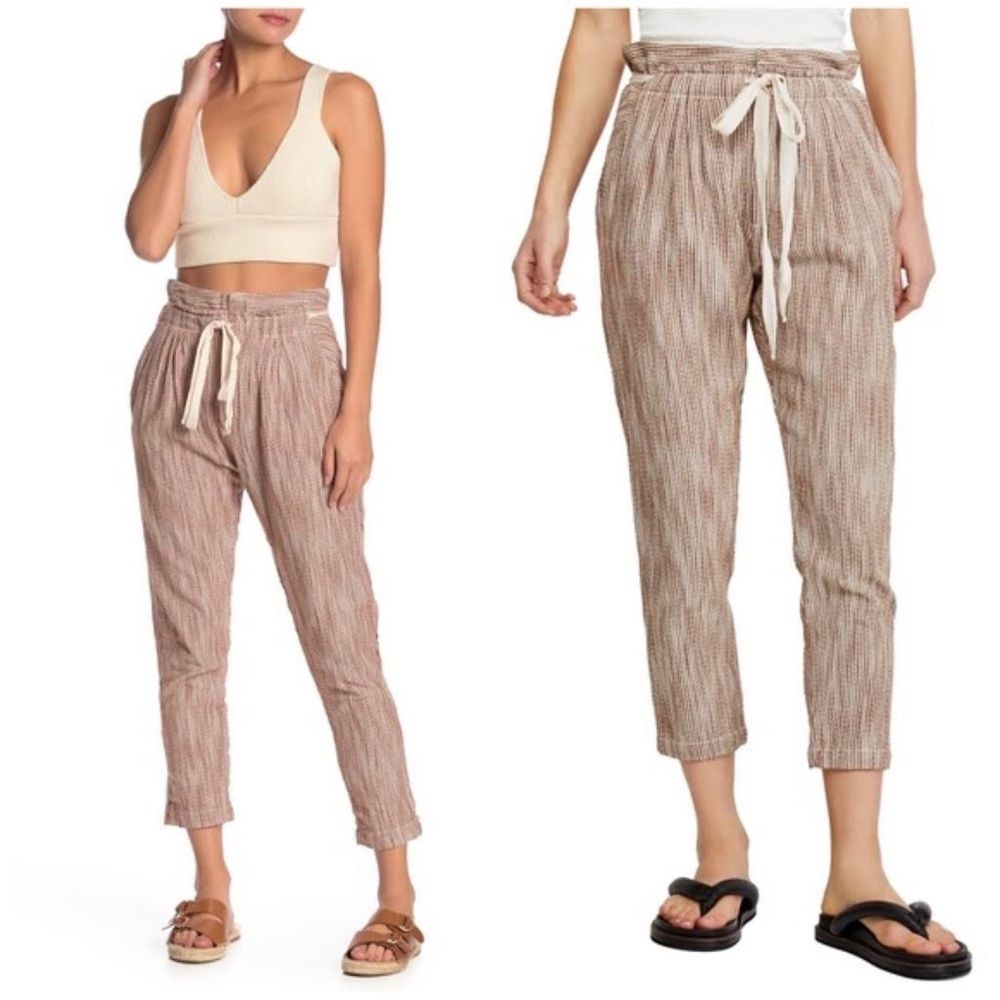 Free People Caraway Light At Sunrise Size 2 Brown Striped Crop Pants
